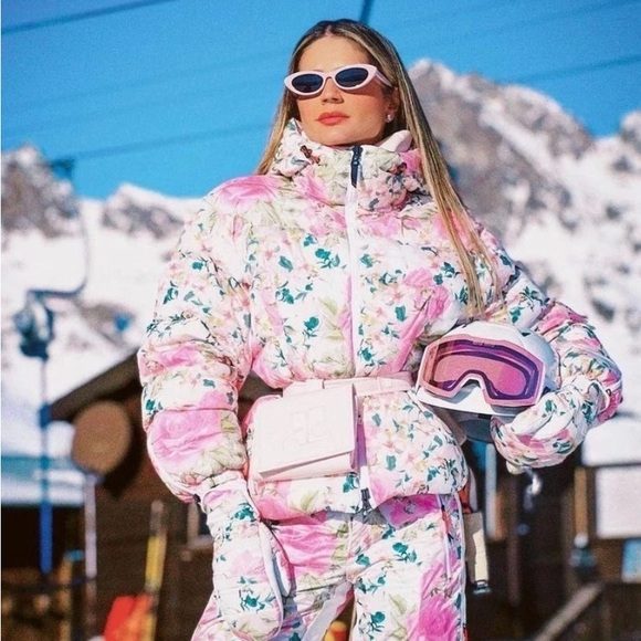 LOVE SHACK FANCY x BOGNER FIRE+ICE Raissa Ski Jacket - Magenta Flower Fields - Picture 1 of 14